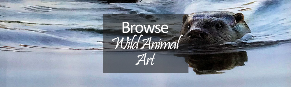 Wild Animal art limited edition prints and Originals - otter swimming